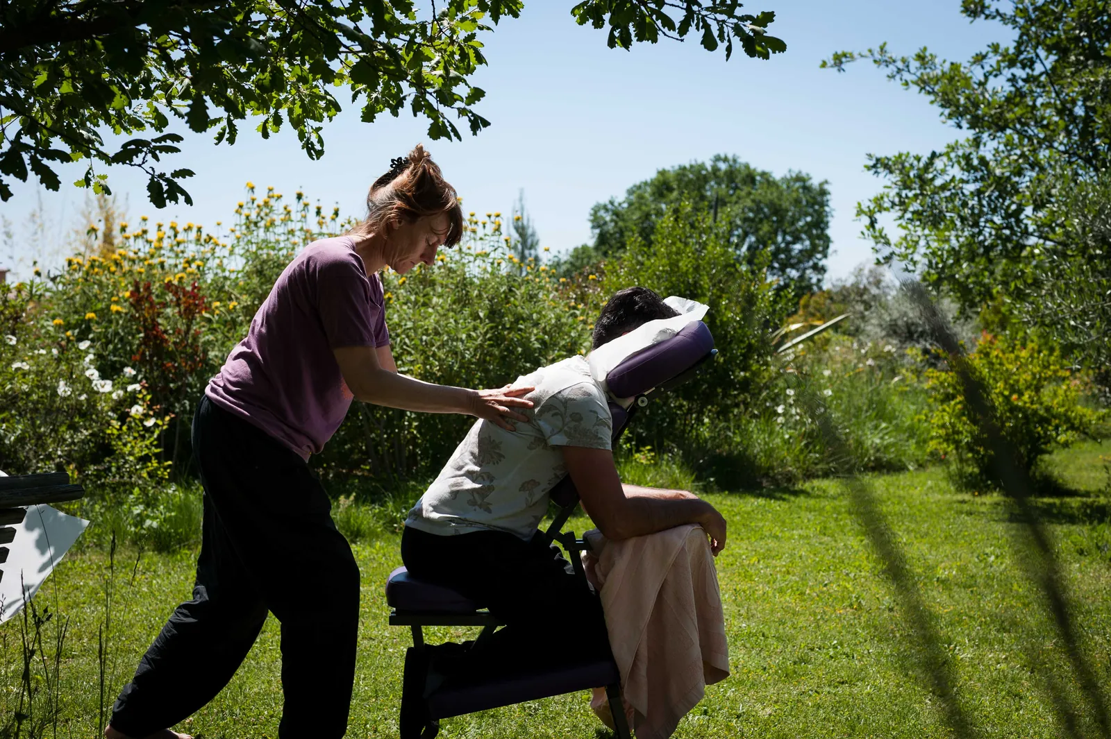 Massage assis en plein air